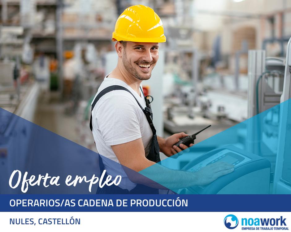 ETT NULES, CASTELLÓN Operarios/as cadena de producción