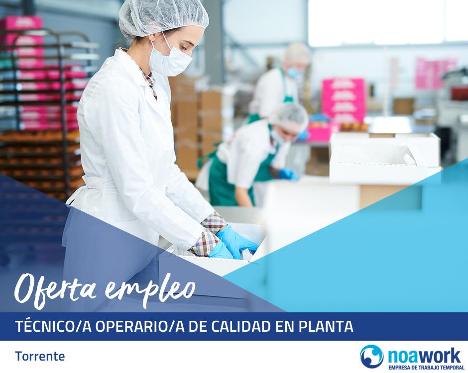 ETT Torrente Técnico/a operario/a de calidad en planta 