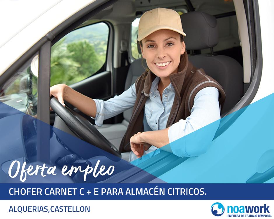 Chofer carnet c + e para almacén citricos. 